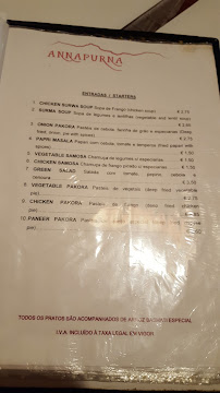 Annapurna à Lisbon menu
