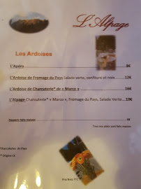 Restaurant Restaurant L'alpage à Saint-Martin-Vésubie (le menu)