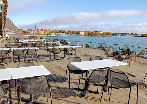 Terraces on the beach in Helsinki