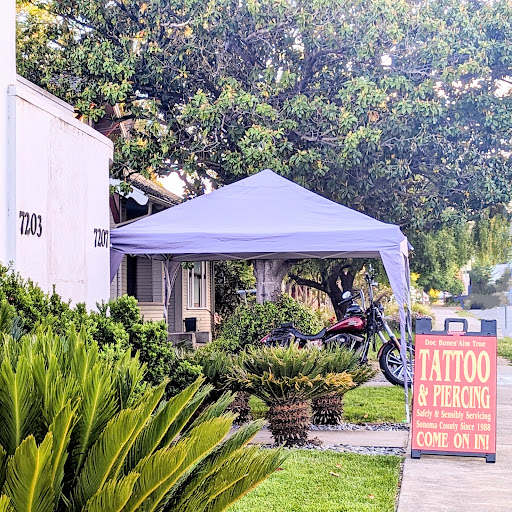 Explore house tattoo ideas, creative tattoo ideas in Sebastopol, available at Doc Bones Aim True Tattoo