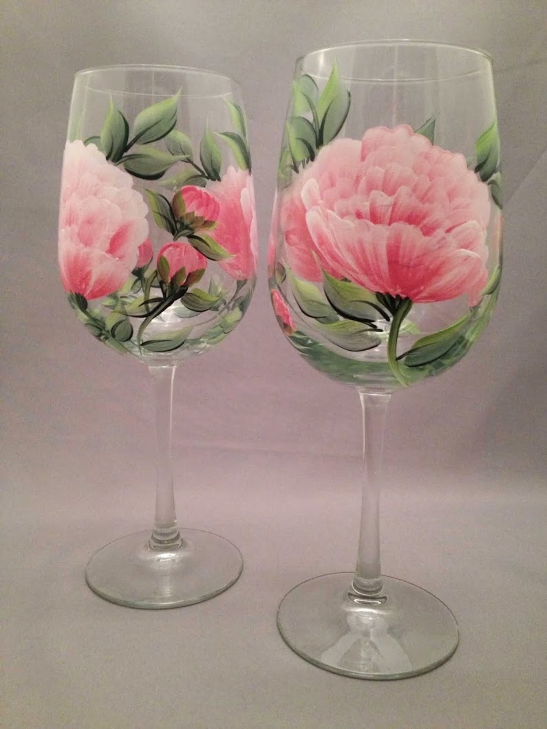Wineflowers Hand-Painted Glassware