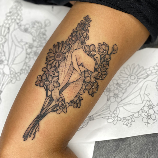 Explore calf muscle tattoo ideas, creative tattoo ideas in Savannah, available at tattoos by delan