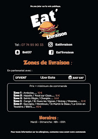 Restauration rapide Eat’ Livraison à Amboise - menu / carte