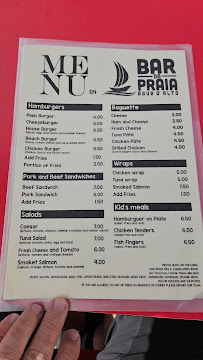 Menu du Bar Praia de Água d'Alto à Agua de Alto