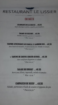 Restaurant Le Lissier à Aubusson menu