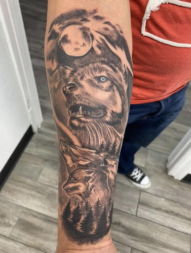 Explore dog tattoo ideas for men, creative tattoo ideas in Oxnard, available at SoCal Ink Shop