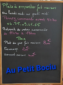 Menu / carte de Le Petit Bociu à Boucieu-le-Roi