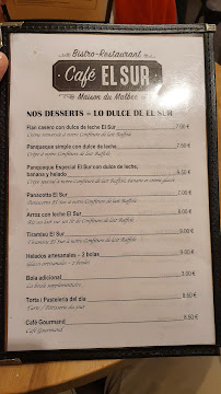 Café El Sur à Paris menu
