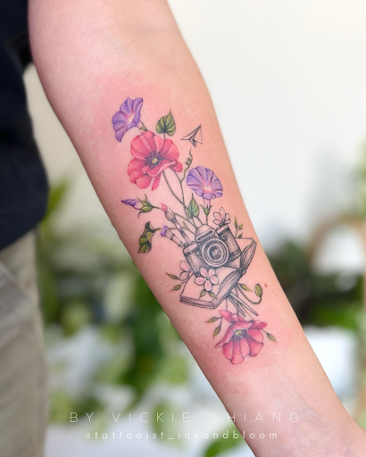 Explore mask tattoo ideas, creative tattoo ideas in Montrose, available at The Story Blossom Tattoo Studio