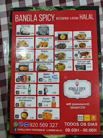 Carte du BANGLA SPICY RESTAURANT & KEBAB-HALAL à Porto