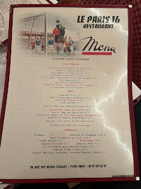 Le Paris Seize à Paris menu