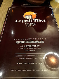 Le petit Tibet à Paris menu
