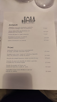 Menu / carte de Casa Bohtep à Lovere