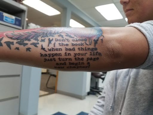 Explore leg tattoo idea for men, creative tattoo ideas in Libertyville, available at Art With Atattooed
