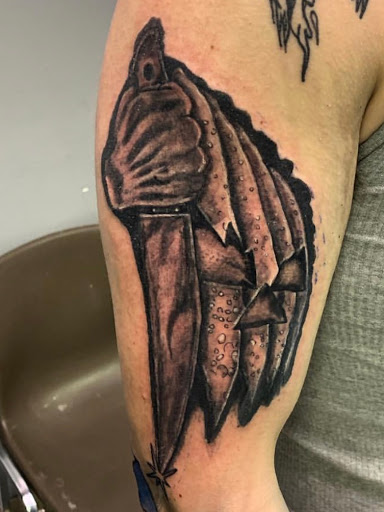 Explore womens shoulder tattoo ideas, creative tattoo ideas in Hudson Falls, available at ALTERED ADDICTION TATTOOS