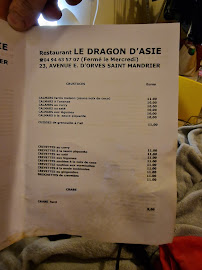 Carte du Restaurant Dragon d'Asie à Saint-Mandrier-sur-Mer