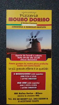 Menu du Pizzeria Molino Dorino à Milan