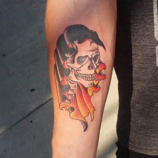 Explore rose thigh tattoo ideas, creative tattoo ideas in Richmond, available at Lucky Lady Tattoos