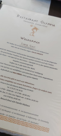 Restaurant Olympia à Senden menu
