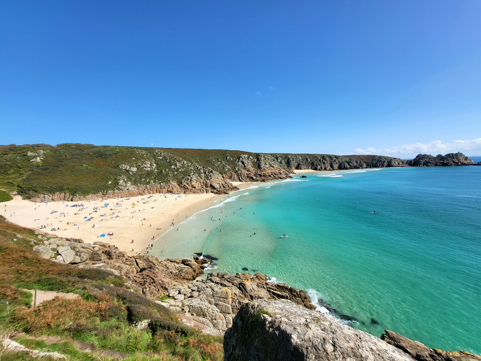 Photo of Porthcurno Beach with very clean level of cleanliness