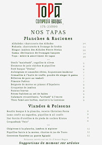 Menu / carte de TOPA Comptoir Basque à Bordeaux