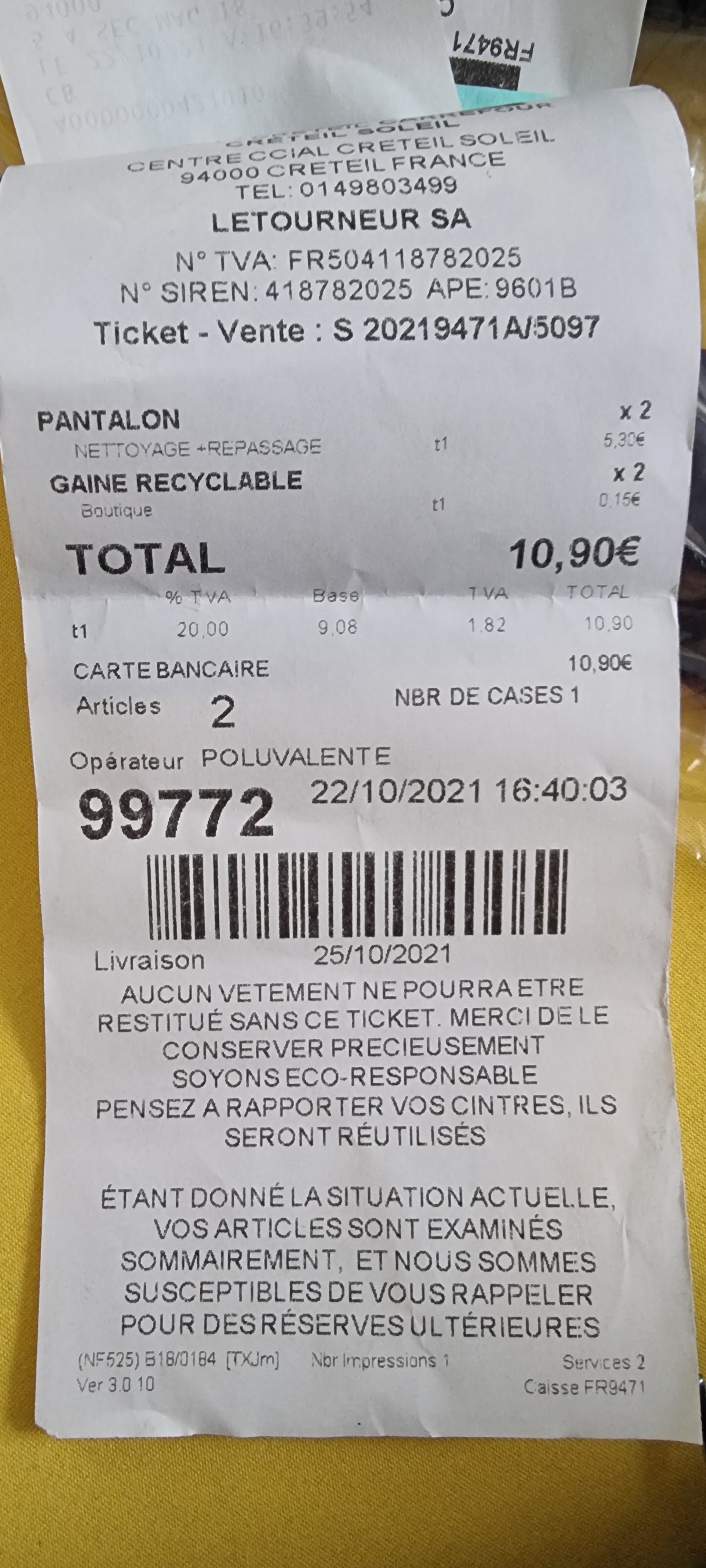 Photo n° 1 de l'avis de Anna.e fait le 25/10/2021 à 12:27