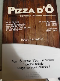 Carte du Pizza d'Ô Montpellier à Montpellier