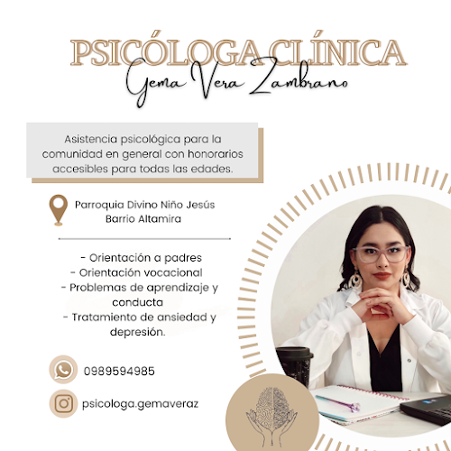 Opiniones de Psicóloga Clínica Gema Vera Zambrano en Manta - Psicólogo