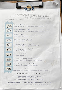 Menu / carte de Baires à Freiburg im Breisgau