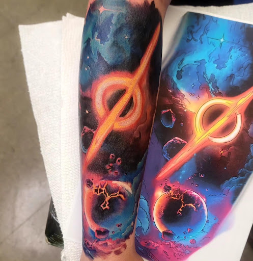 Explore triathlon tattoo ideas, creative tattoo ideas in Marietta, available at Monkeys Uncle Tattoo