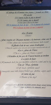 Restaurant français Auberge du Louvetier à Rambouillet (le menu)