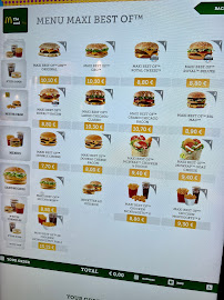 Menu du McDonald's Vélizy 2 à Vélizy-Villacoublay