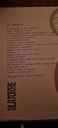 Osteria La Torre à Gragnano Trebbiense menu