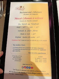 Carte du Restaurant Bayrout - Libanais à Grenoble à Grenoble