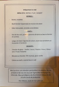 Menu du L'art Du Bistrot à Honfleur