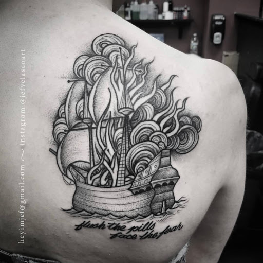 Explore men's neck tattoo ideas, creative tattoo ideas in New York, available at Red Baron Ink Tattoo and Piercing