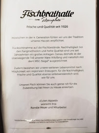 Menu / carte de Fischbrathalle à Münster
