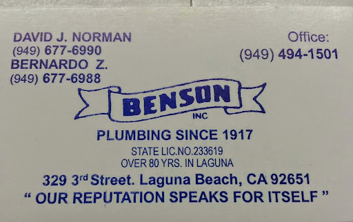 Benson Plumbing in Laguna Beach, California