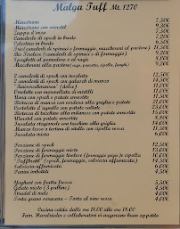 Menu / carte de Tuffalm à Völs am Schlern
