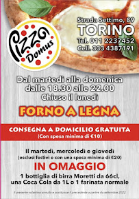 Pizzas à emporter Pizza Domus à Turin (le menu)