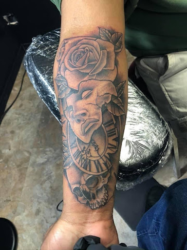 Explore clock tattoos ideas, creative tattoo ideas in Bullhead City, available at Smoke and Dagger Tattoo