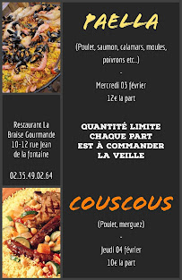 Restaurant La Braise Gourmande à Le Havre (la carte)