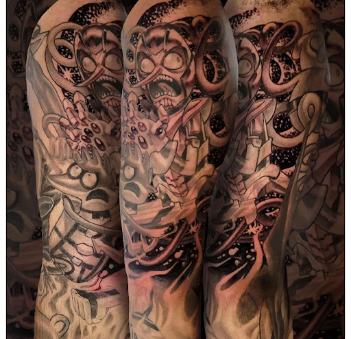 Explore awesome half sleeve tattoo ideas, creative tattoo ideas in Virginia Beach, available at Studio Evolve