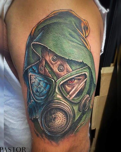 Explore gore tattoo ideas, creative tattoo ideas in Cheltenham, available at Louder Than Bombs Tattoo