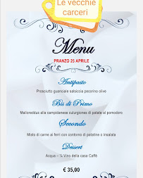 Menu / carte de Le Vecchie Carceri à Castiadas
