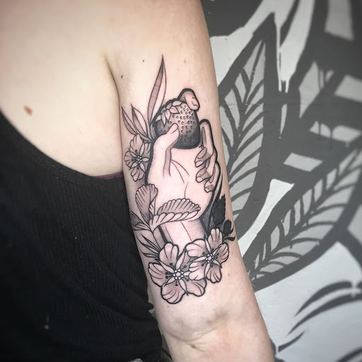 Explore man sleeve tattoo ideas, creative tattoo ideas in Zumbrota, available at Art by Sinclair Tattoo Artist At Dry Bones Ink