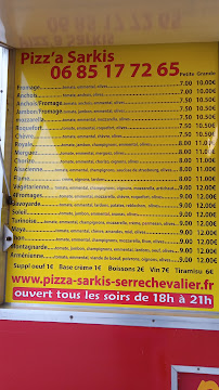 Carte du restaurant camion pizza sarkis à La Salle-les-Alpes