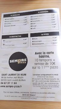 Sempre Pizza Saint-Laurent-de-Mure à Saint-Laurent-de-Mure carte