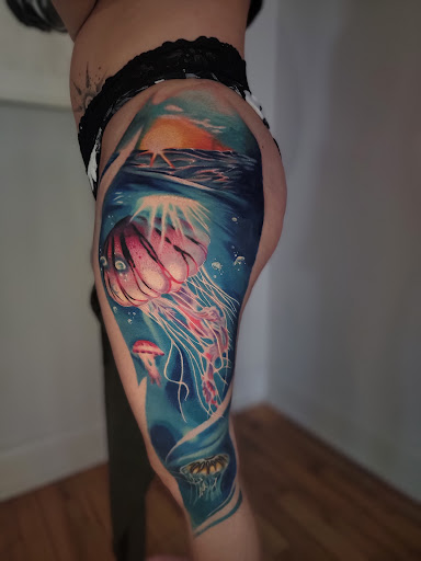 Explore hairline tattoo ideas, creative tattoo ideas in Kansas City, available at Golden Stag Tattoo and Gallery