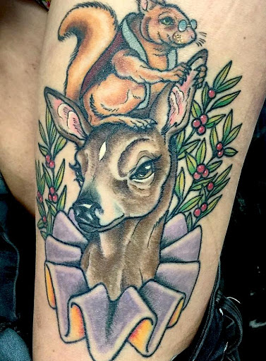 Explore cosmos flower tattoo ideas, creative tattoo ideas in Fort Worth, available at HEAVY METAL TATTOO